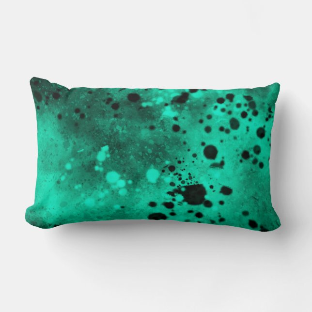 Cojín Lumbar Paint Splatt Efecto Verde y Negro (Anverso)