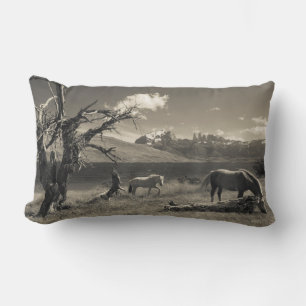 Cojín Lumbar Paisaje con caballos