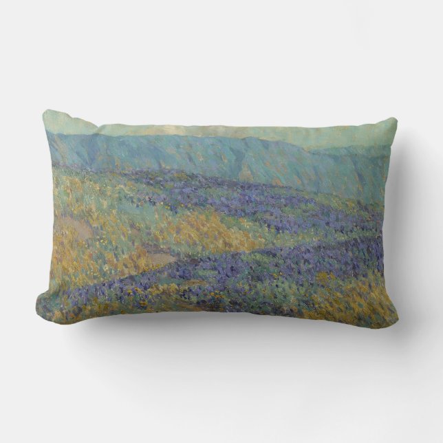Cojín Lumbar Paisaje con flores azules (de Granville Redmond) (Anverso)