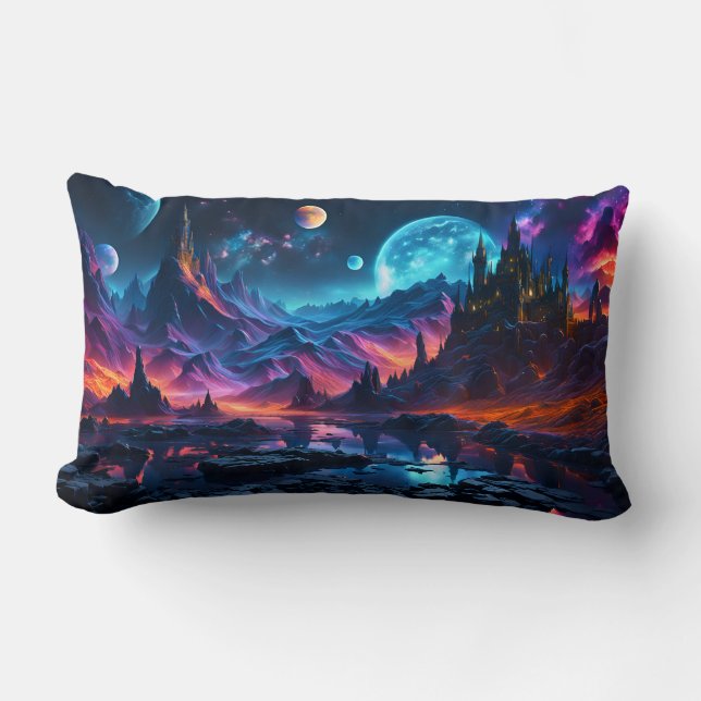 Cojín Lumbar paisaje con luna y estrellas (Anverso)