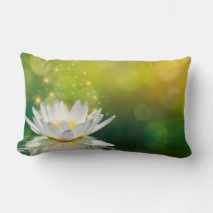 Cojín Lumbar Paisaje de flor de loto blanco, Zen