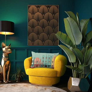 Cojín Lumbar Paisaje de sueños de arquitectura Deco