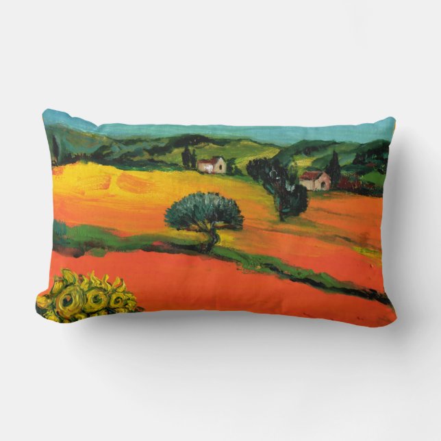 COJÍN LUMBAR PAISAJE DE TOSCANA CON SIMPATIZANTES (Anverso)