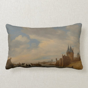 Cojín Lumbar Paisaje del invierno en Arnhem el 1653