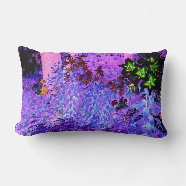 Cojín Lumbar Paisaje del jardín Spooky Black and Crimson Lily (Anverso)