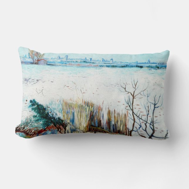 Cojín Lumbar Paisaje nevado con arles en el fondo (Anverso)