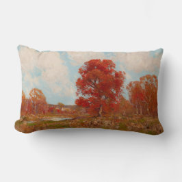 Cojín Lumbar Paisaje otoñal (Escena rural en otoño) (Árboles ro