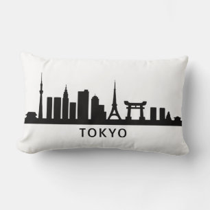 Cojín Lumbar Paisaje urbano de Japón Viaje Silueta del horizo