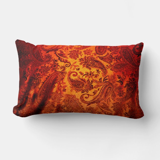 Cojín Lumbar Paisley anaranjada quemada (Anverso)
