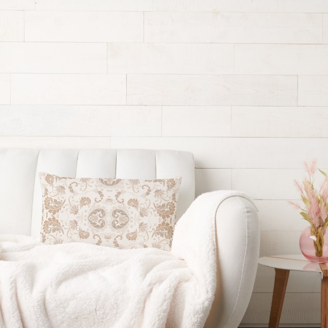 Cojín Lumbar Paisley en beige estética moderna Tan Brown (Sofá)