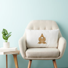 Cojín Lumbar Paisley Floral Art ・ Naranja Boho Decoración