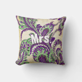 Cojín Lumbar Paisley Peacock Púrpura y Verde Elegir colores