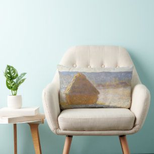 Cojín Lumbar Pajar de trigo en la mañana, efecto de nieve por C