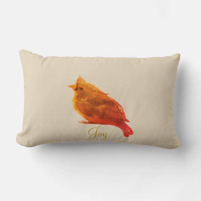 Cojín Lumbar Pájaro Cardinal Rojo Lindo (Anverso)