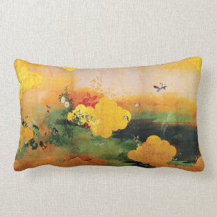 Cojín Lumbar pájaros de los 1800s/flores japoneses de las