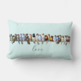 Cojín Lumbar Pájaros en una familia del alambre