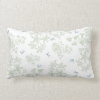 Cojín Lumbar Pájaros grises florales elegantes del vintage