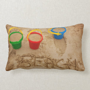 Cojín Lumbar Palabras de la arena de la playa