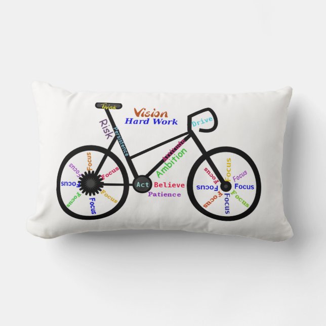 Cojín Lumbar Palabras motivacionales, ciclismo, ciclismo, mujer (Anverso)