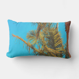 Cojín Lumbar Palm Tree deja cielo turquesa