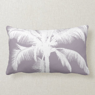 Cojín Lumbar Palm Tree tropical retro hawaiano de color púrpura