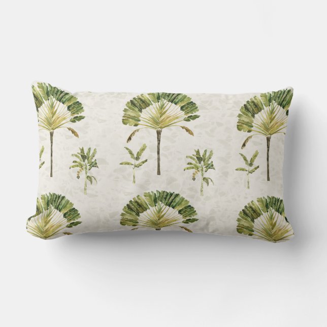 Cojín Lumbar Palm y plátano de viajero en Terrazzo (Anverso)