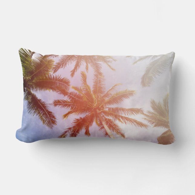 Cojín Lumbar Palmera del coco con luz del sol (Anverso)