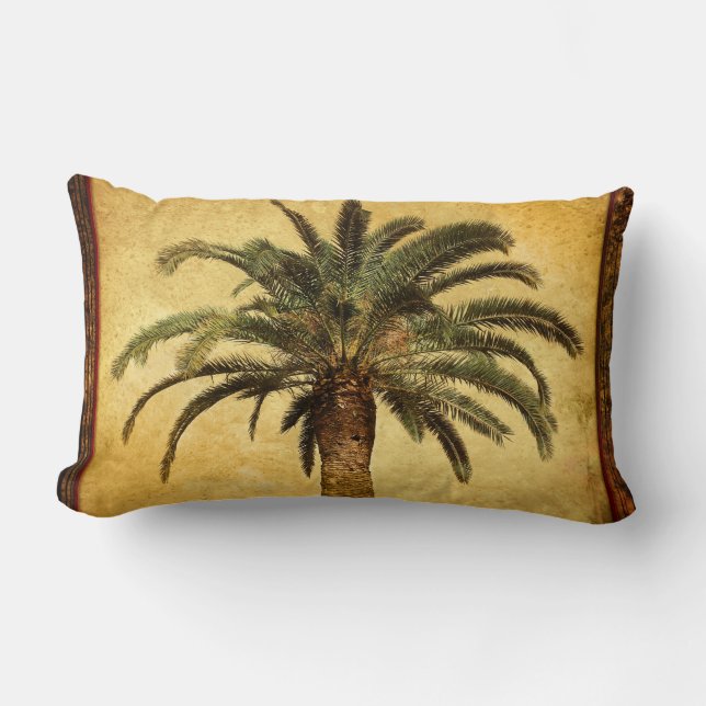 Cojín Lumbar Palmera del vintage - plantilla modificada para (Anverso)