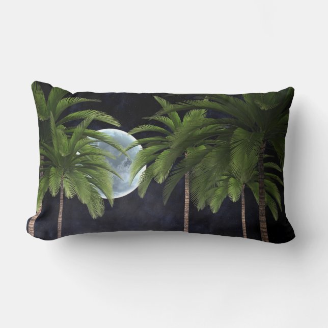 Cojín Lumbar Palmeras contra la luna (Anverso)