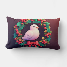 Cojín Lumbar Paloma de Navidad dentro de una guirnalda festiva