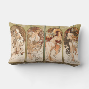 Cojín Lumbar Panel de las Cuatro Estaciones de Alphonse Mucha 1