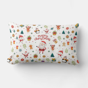 Cojín Lumbar Papá Noel, Hombre de nieve, Patrón de renos Feliz