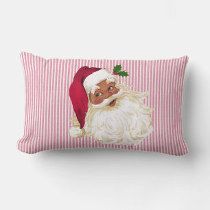 Cojín Lumbar Papá Noel negro de franja roja y blanca de arándan