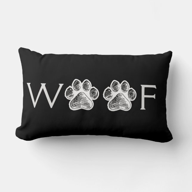 Cojín Lumbar Papel blanco negro Imprimir lugar decorativo "Woof (Anverso)