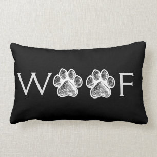 Cojín Lumbar Papel blanco negro Imprimir lugar decorativo "Woof