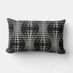 Cojín Lumbar Papel de escritorio de las olas punteadas negro y 