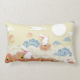 Cojín Lumbar Papercut Mid Autumn Bunnies, Lotus, Moon