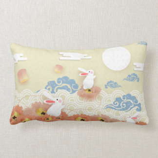 Cojín Lumbar Papercut Mid Autumn Bunnies, Lotus, Moon
