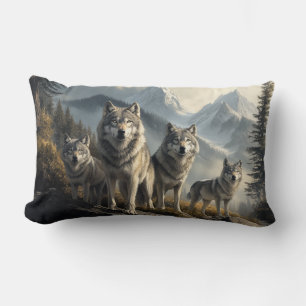Cojín Lumbar Paquete Wolf en el paisaje montañoso
