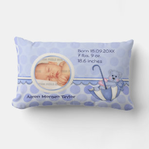 Cojín Lumbar Paraguas Teddy Polka Dots Blue Photo Pillow