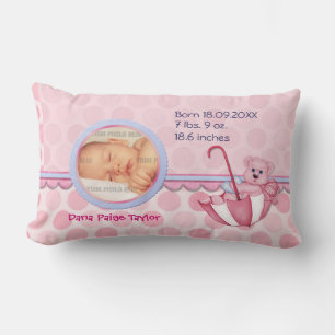 Cojín Lumbar Paraguas Teddy Polka Dots Pink Photo Pillow