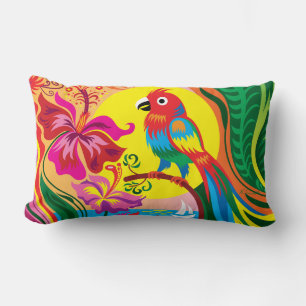 Cojín Lumbar Paraíso de Loros Tropicales