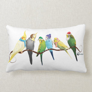 Cojín Lumbar Parakeets y Cockatiels del navidad