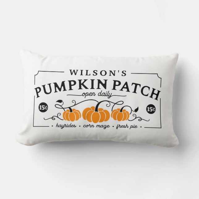 Cojín Lumbar Parche de calabaza de granja personalizado (Anverso)
