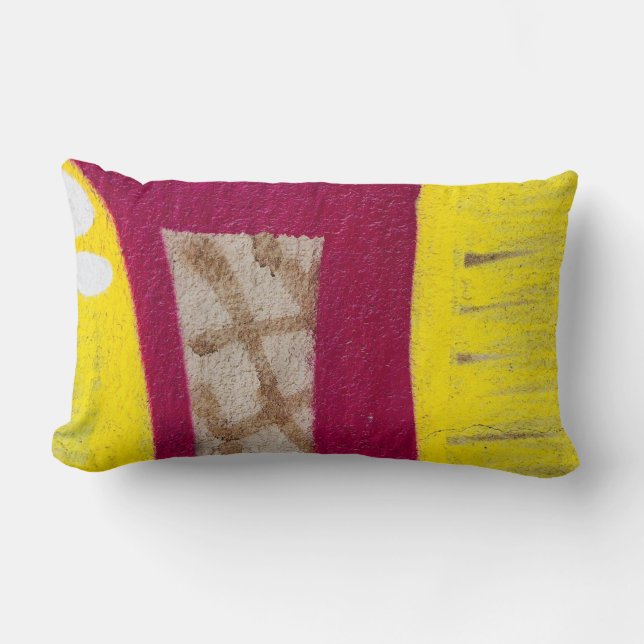 Cojín Lumbar Pared pintada de amarillo y rosa (Anverso)