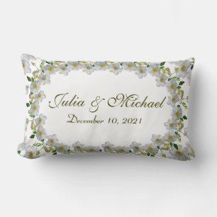 Cojín Lumbar Pareja Boda Regalo Rosas Blancas Verdor