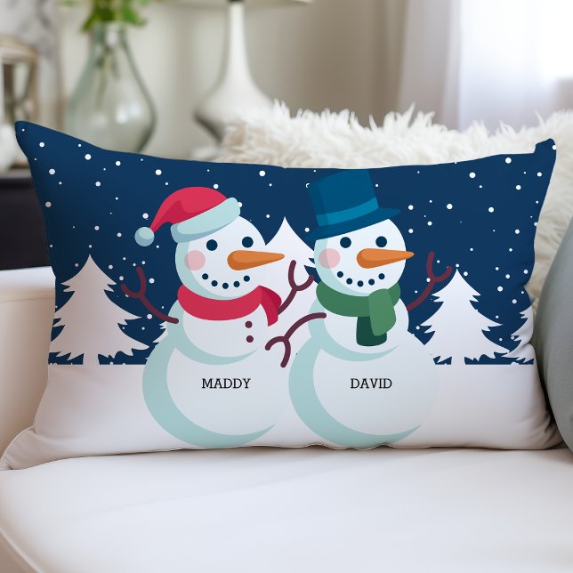 Cojín Lumbar Pareja de Snowman Personalizado de Navidades de no (Subido por el creador)