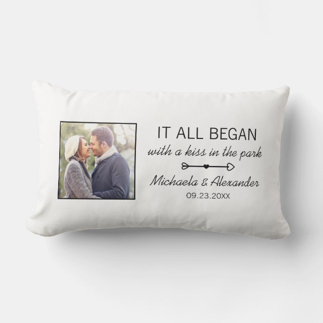 Cojín Lumbar Parejas Personalizadas Foto Aniversario Nuevo (Anverso)