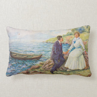 Cojín Lumbar Pares románticos del ilustracion del vintage