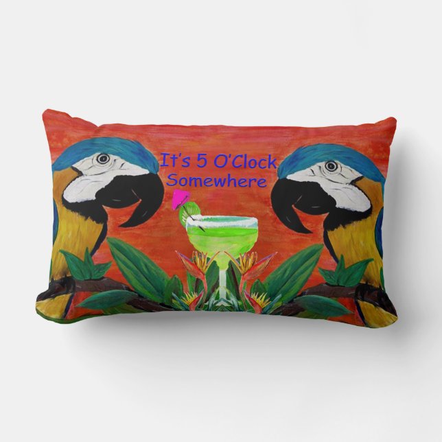 Cojín Lumbar Parrot Tiki Bar Pillow (Anverso)